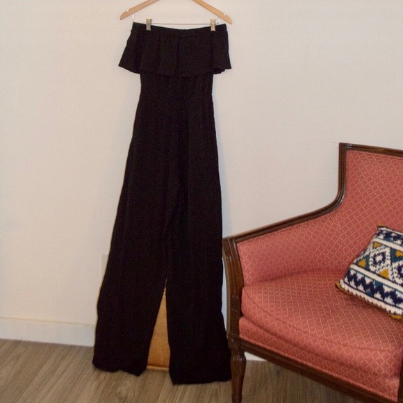 Black Guess Strapless Off-The-Shoulder Jumpsuit - Picture 6 of 10